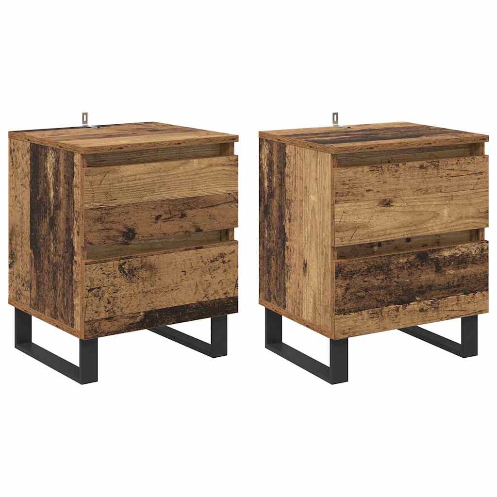 Bedside Cabinet 2 pcs Old wood 40 x 35 x 50 cm Engineered wood